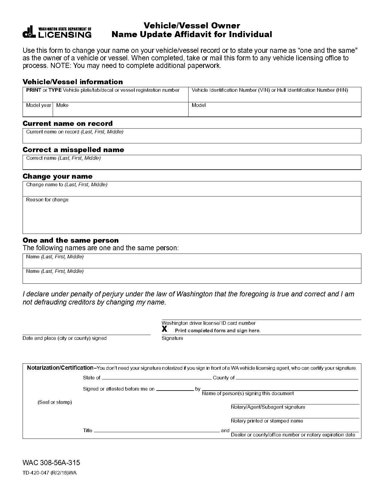 sample format of affidavit of one and the same person