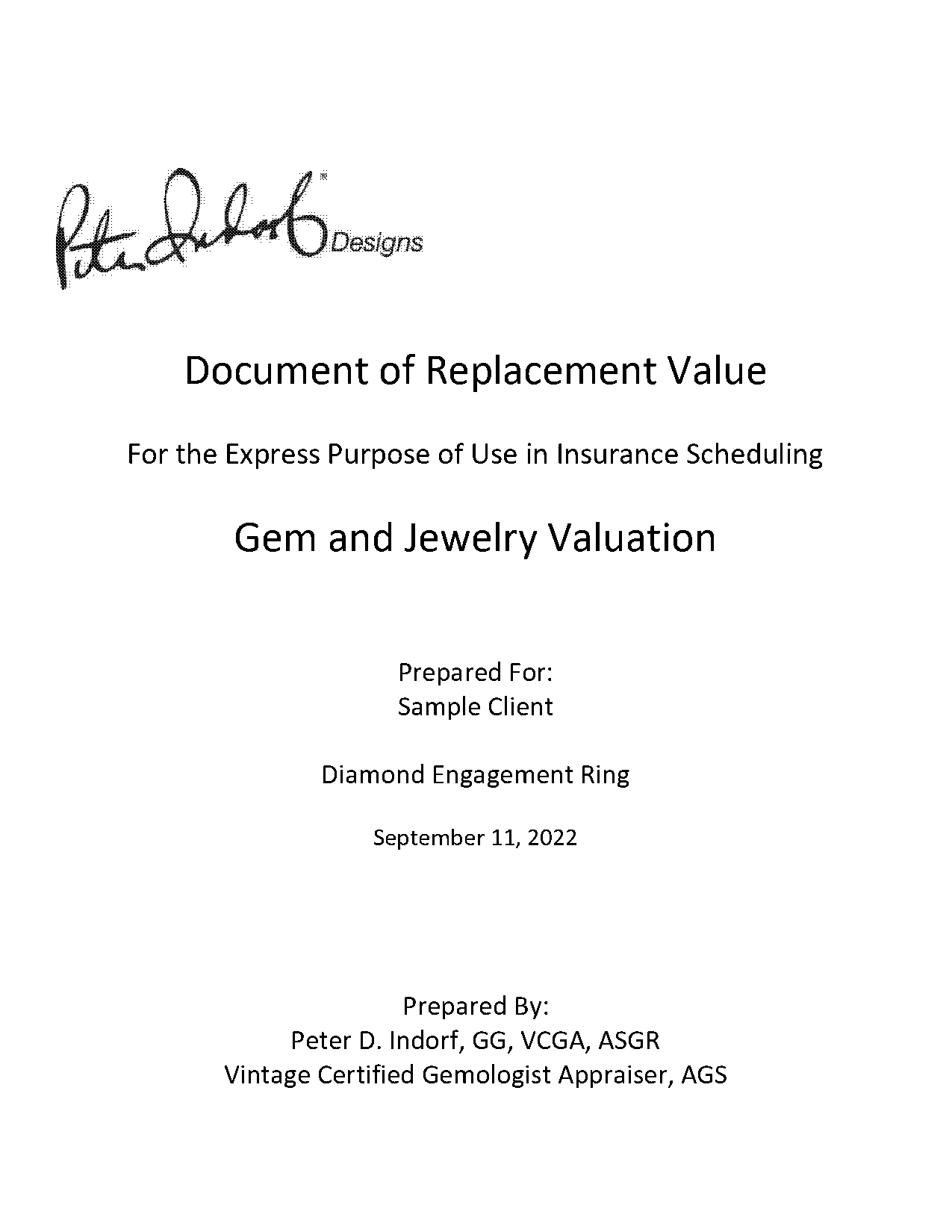 jewelry appraisal document template