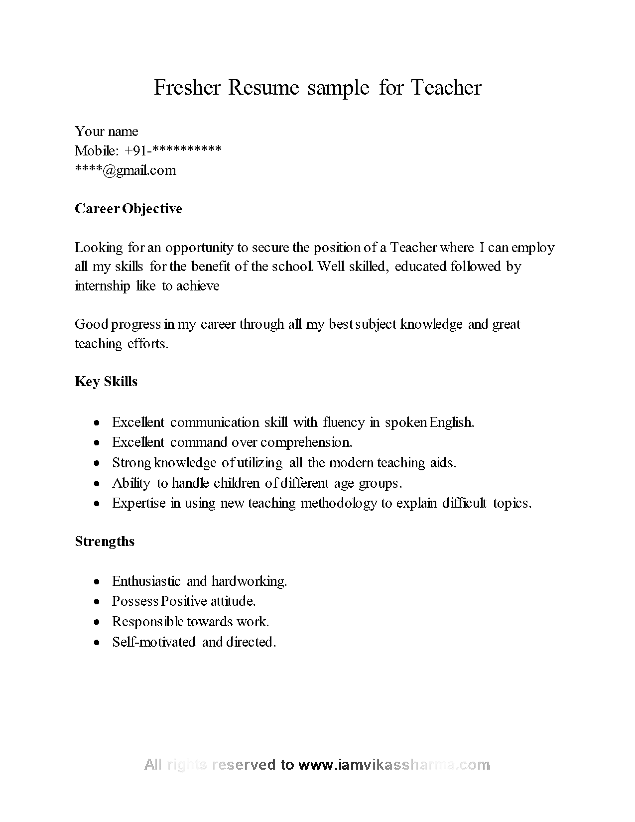 primary teacher resume samples in word format