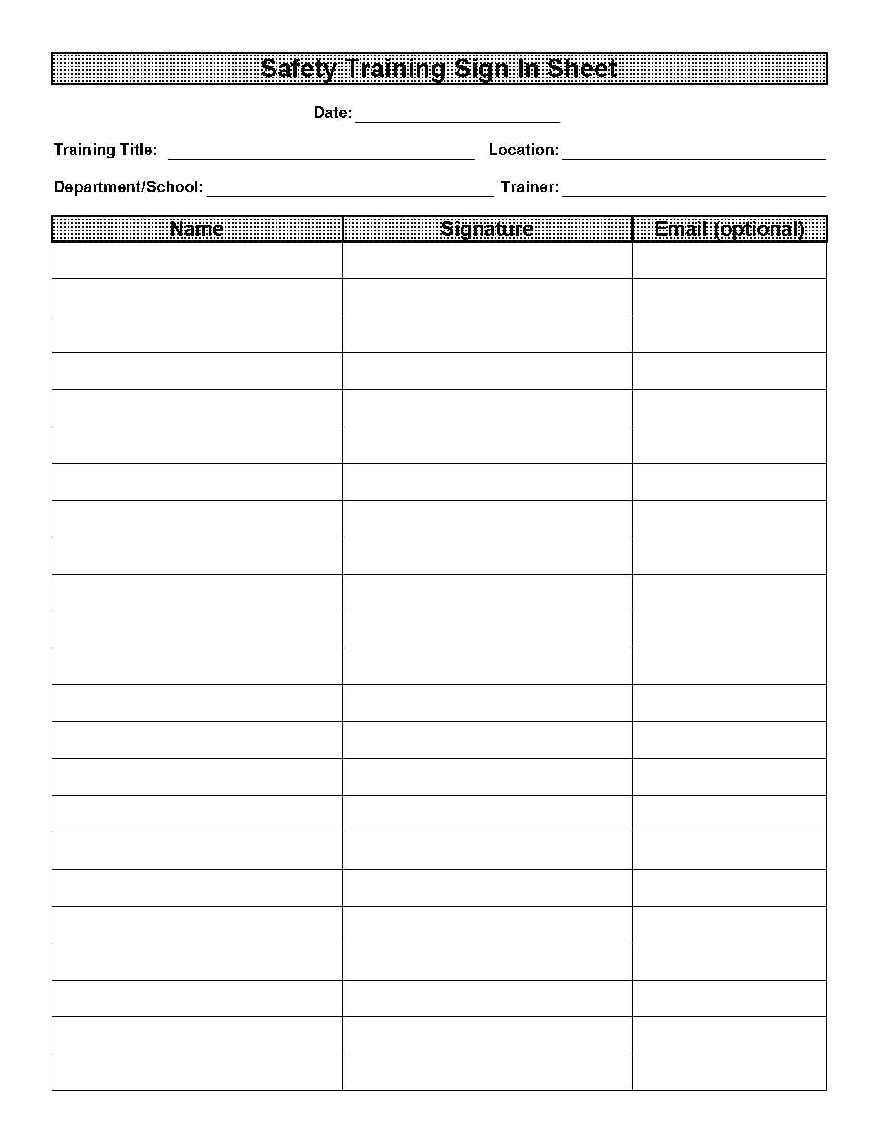 training sign off sheet template