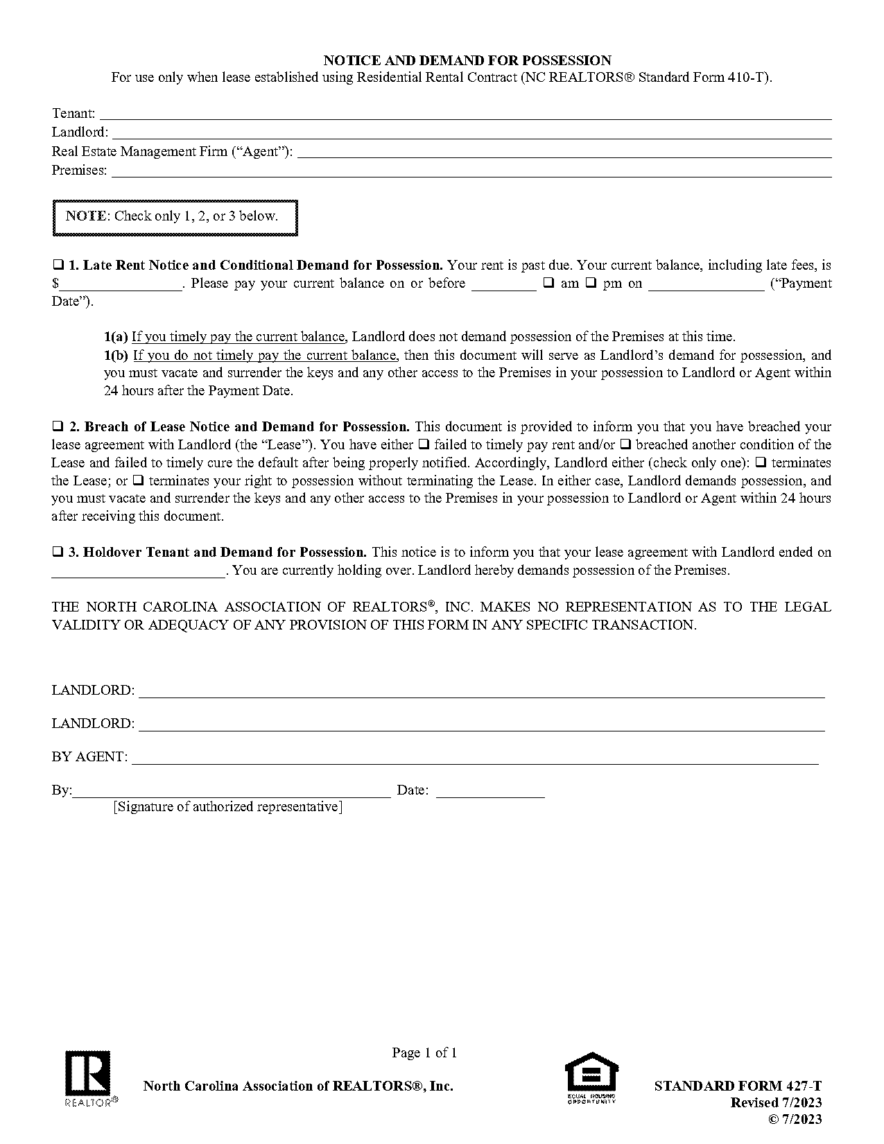 letter of eviction north carolina template