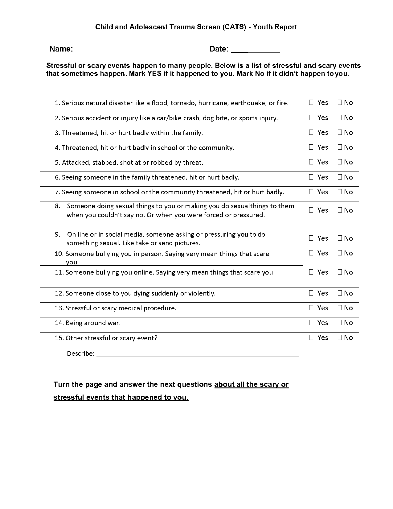 child trauma screen questionnaire