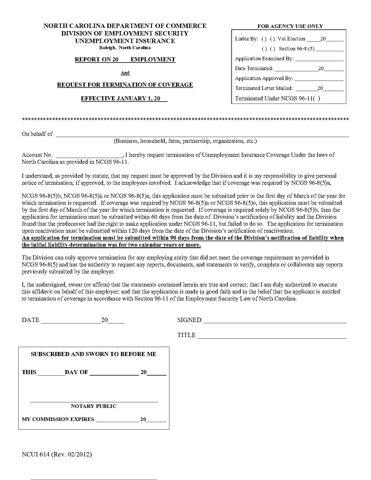 requested termination date for insurance