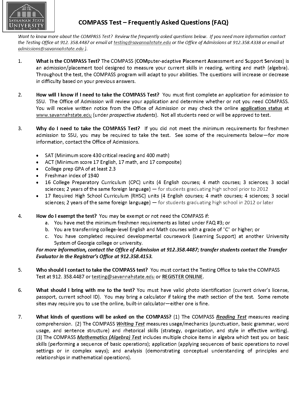 compass sample test writing