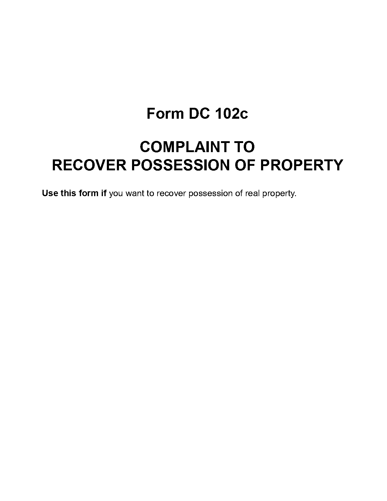 complaint for recovery of personal property