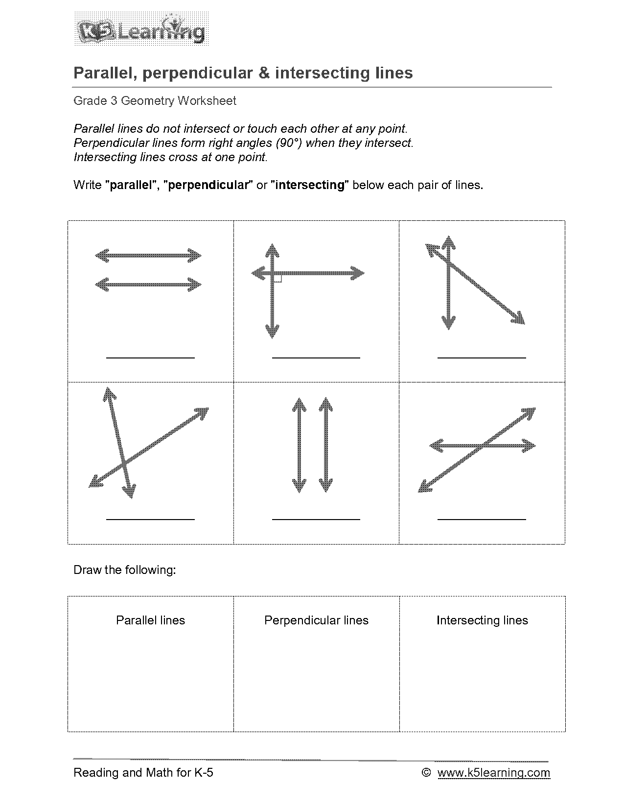 parallel perpendicular and intersecting lines worksheets