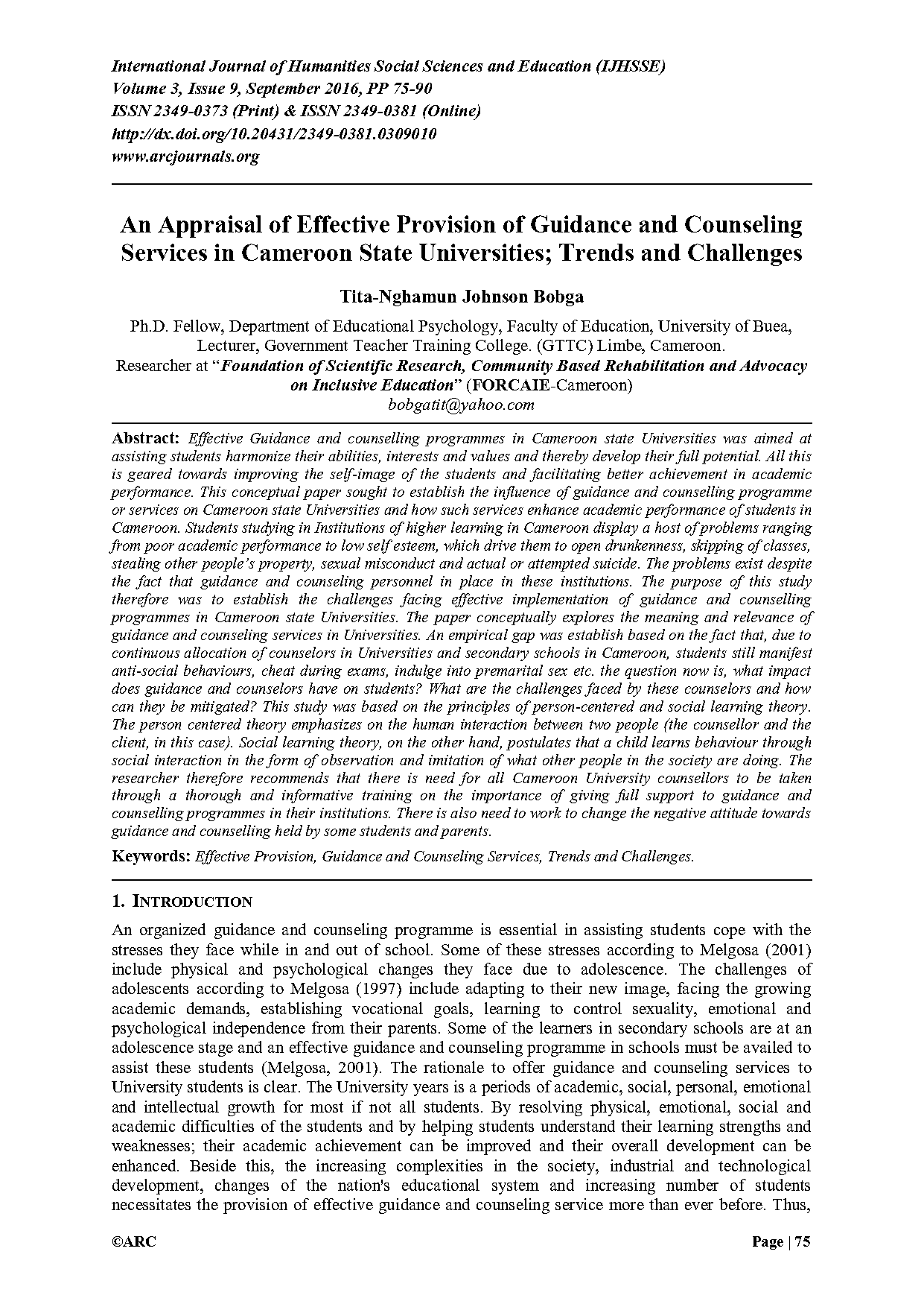 reasons for appraisal service in guidance and counselling