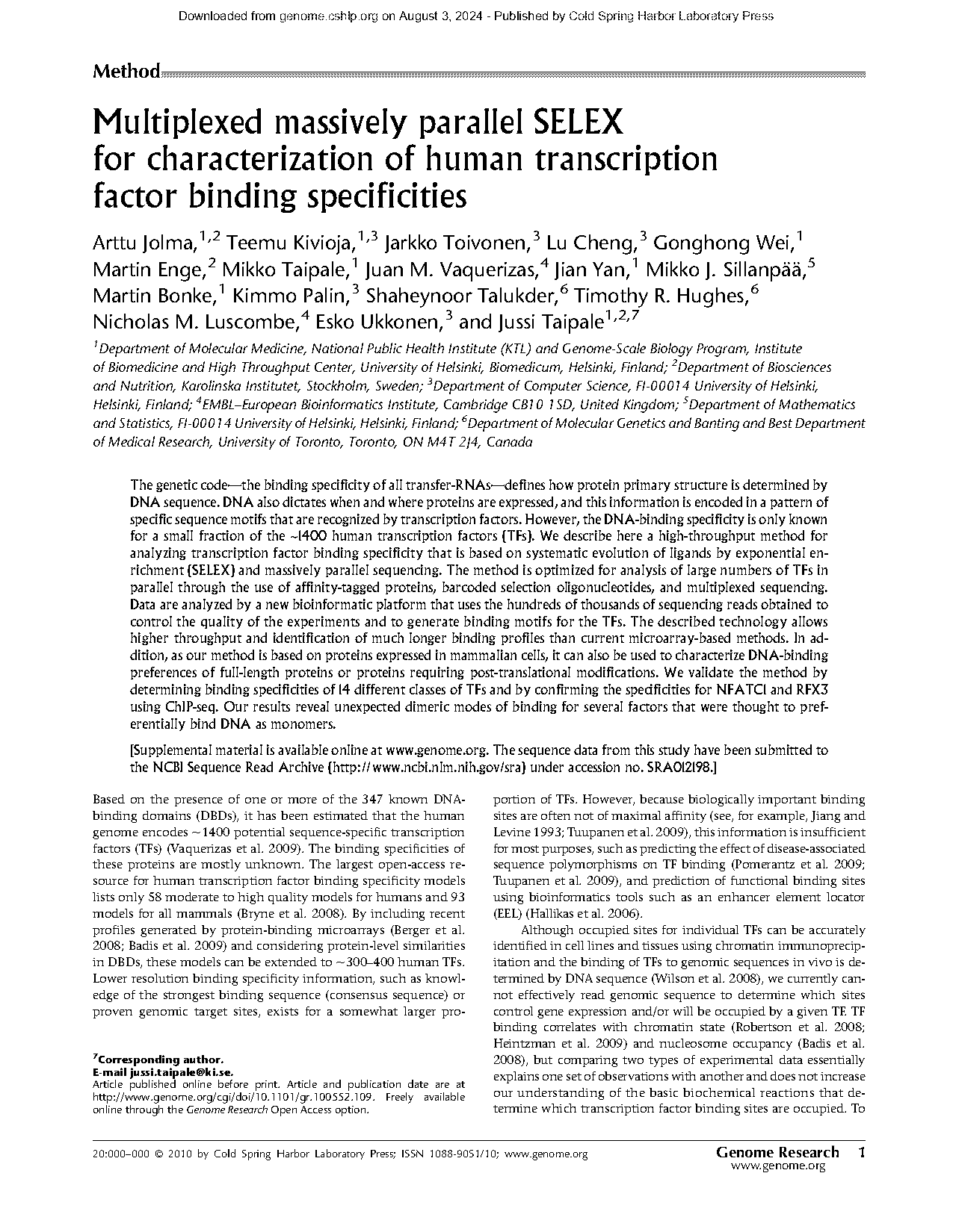 dna binding specificities of the gata transcription factor family